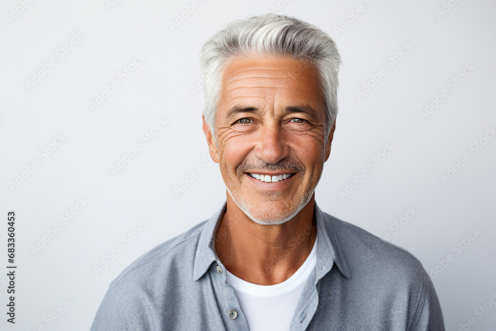 Portrait of handsome man with bright smile veneers after dentist isolated on white background Portrait of handsome man with bright smile veneers after dentist isolated on white background