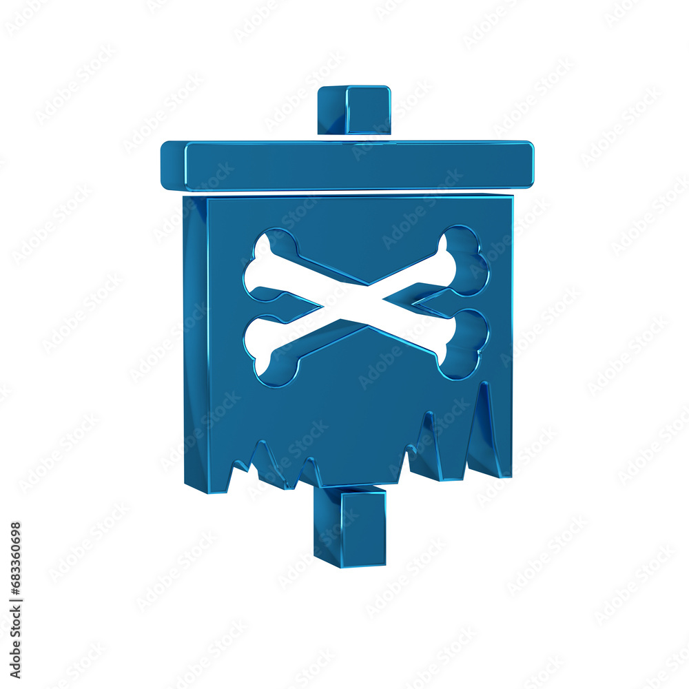 Fotografie Blue Pirate flag icon isolated on transparent background.