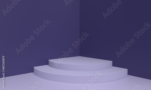 3D purple background with product podiums.