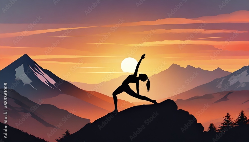 silhouette of a person practicing yoga at sunset