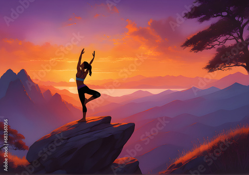 silhouette of a person practicing yoga at sunset