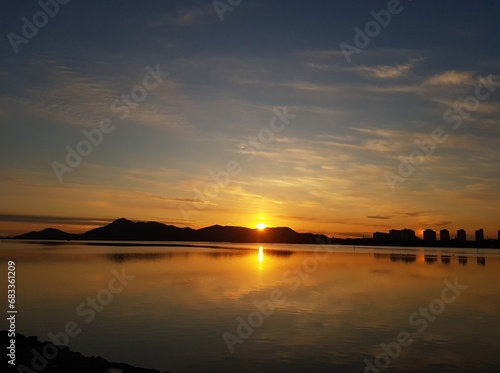 sunset over the river