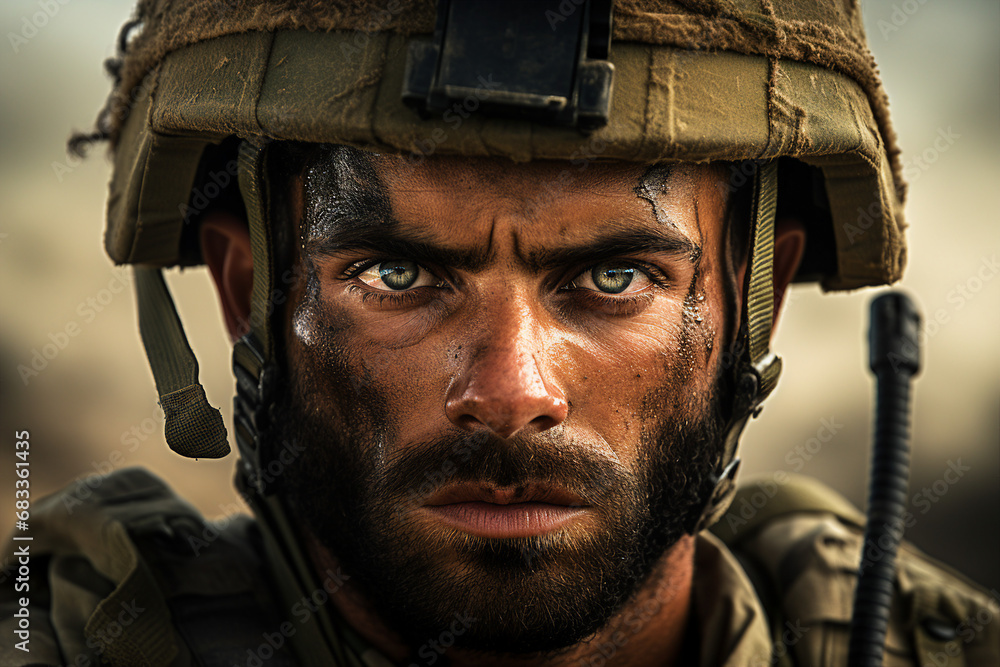 Man face in destroyed city Palestine Israel war concept generative ai Man face in destroyed city Palestine Israel war concept generative ai