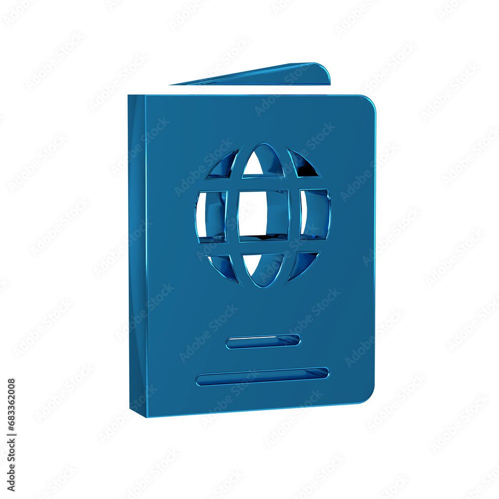 Blue Passport with biometric data icon isolated on transparent background. Identification Document. Blue Passport with biometric data icon isolated on transparent background. Identification Document.