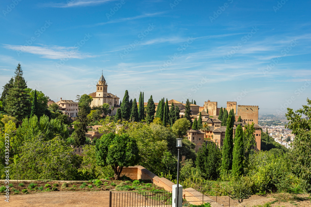 The Alhambra palace and fortress complex located in Granada, Andalusia, Spain.
