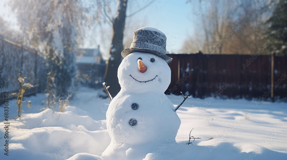 Obraz premium Snowman in winter and Christmas festival.