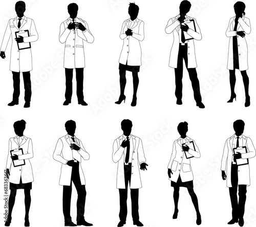 Silhouette people scientist...