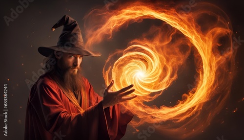 Obraz na plátně A sorcerer conjuring a swirling vortex