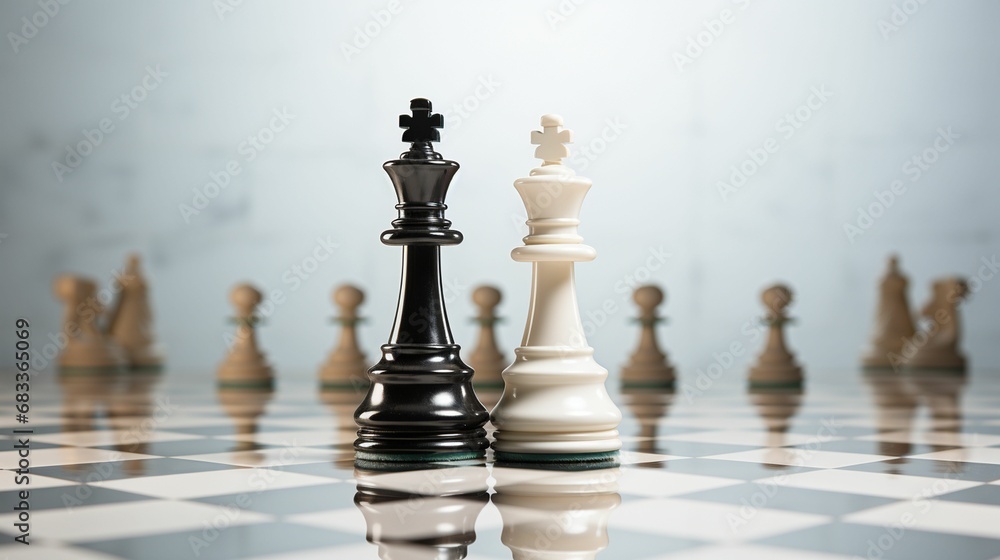 Chess piece on chess board game for strategy, idea represent challenge, leadership, business success Chess piece on chess board game for strategy, idea represent challenge, leadership, business success