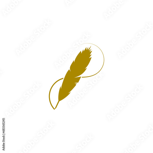 Feather quill pen icon isolated on transparent background photo