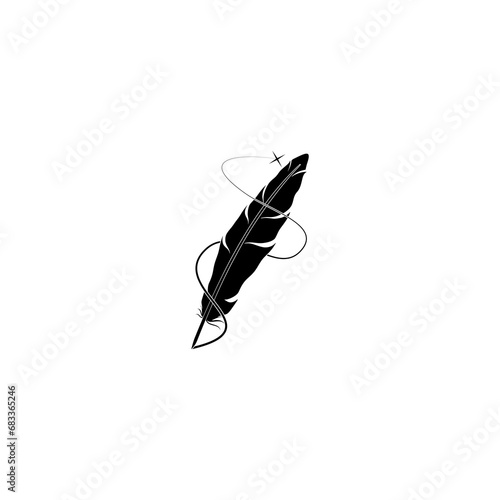 Feather quill pen icon isolated on transparent background photo