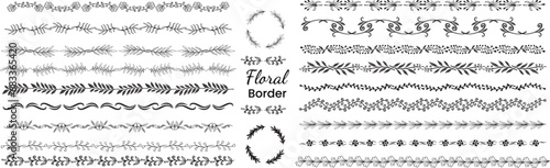 seamless decorative floral and ornamental border design hand drawn vector