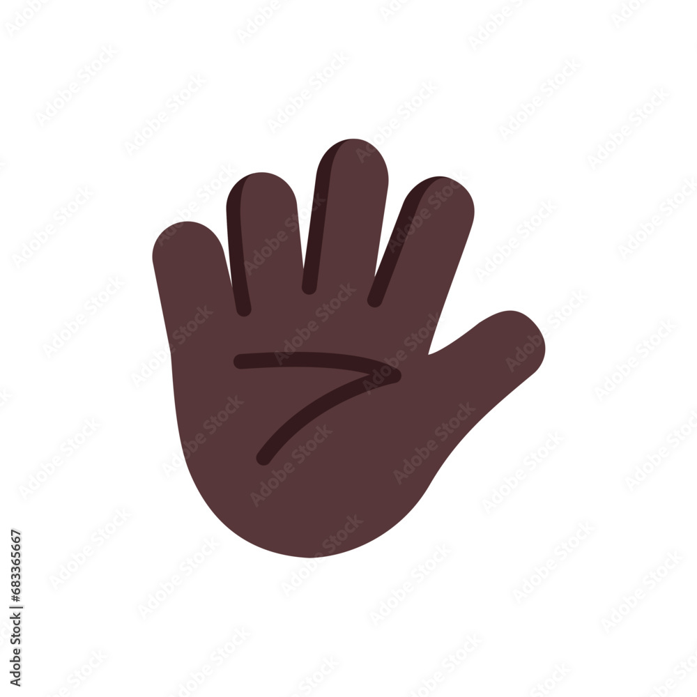Hand with Fingers Splayed: Dark Skin Tone Hand with Fingers Splayed: Dark Skin Tone
