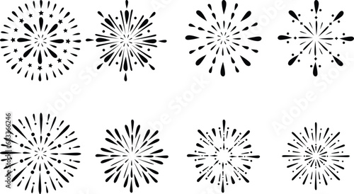Vászonkép fireworks design set, fire cracker blast vector