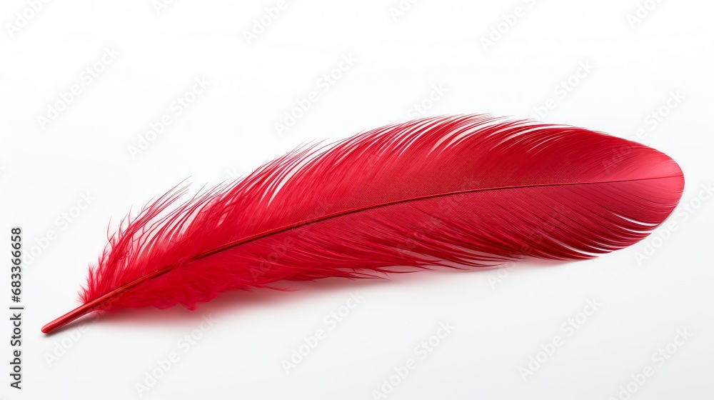 a red feather on a white background a red feather on a white background