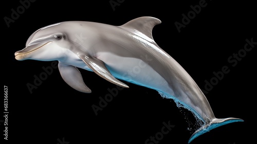 a dolphin jumping out of water photo