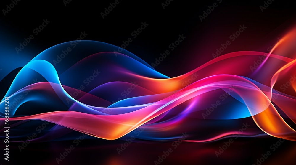 Naklejka premium Abstract Black Background with Colorful Wave Motion Illustration