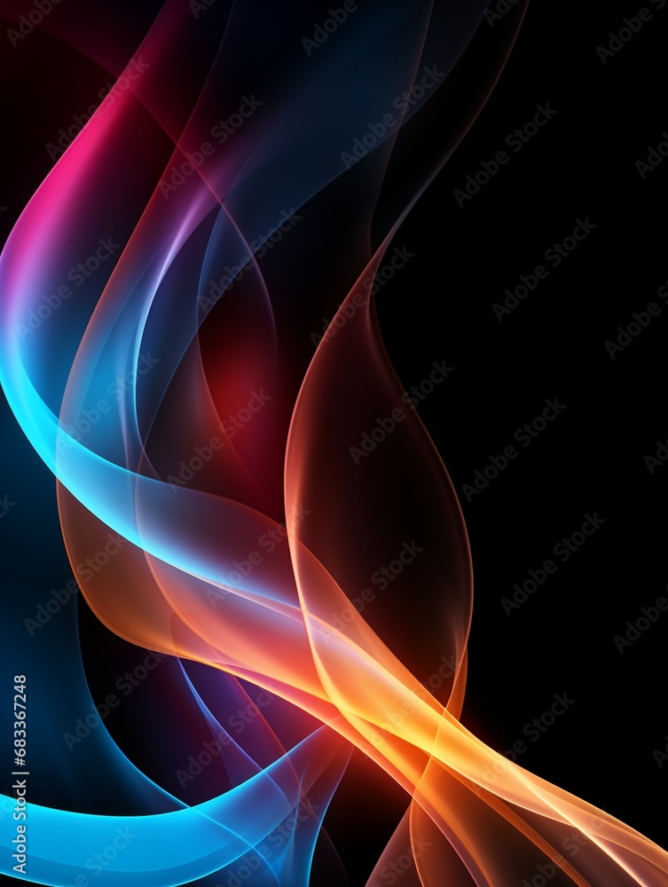 Naklejka premium Abstract Black Background with Colorful Wave Motion Illustration