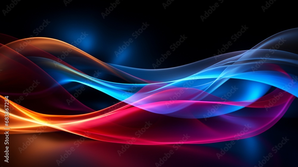 Obraz premium Abstract Black Background with Colorful Wave Motion Illustration