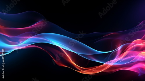 Abstract Black Background with Colorful Wave Motion Illustration