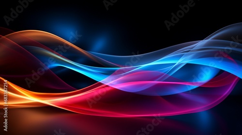 Abstract Black Background with Colorful Wave Motion Illustration