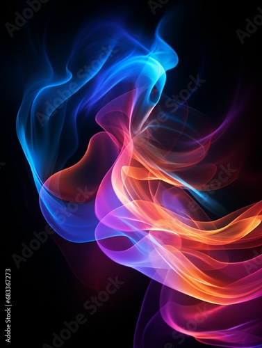 Abstract Black Background with Colorful Wave Motion Illustration