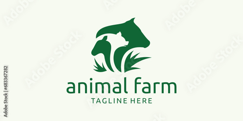 animal farm logo design with elements of a combination of several farm animals.