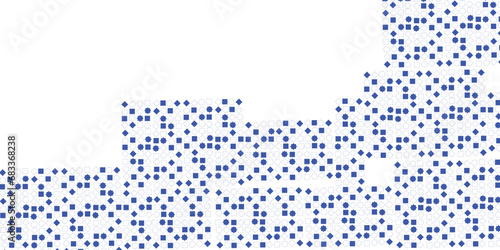 Vector abstract blue background frame of geometric shapes. Circular ornament. Pattern of dots, particles, molecules, fragments. Poster for technology, medicine, presentations, business. vector shapes