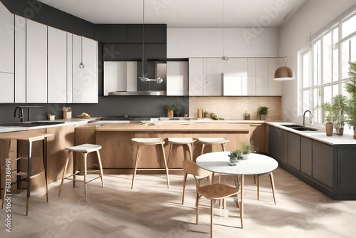 Stylish apartment interior with modern kitchen. Idea for home design © Muhammad