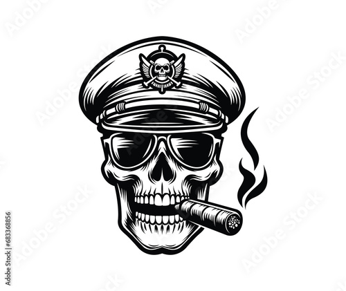 Captain Skull smoking Vector