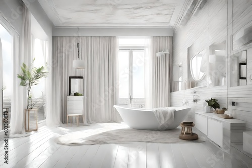 White bathroom and bedroom interior © Muhammad