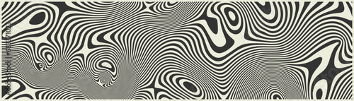 Vintage contrast abstract banner design with detailed realistic optical interference and liquid rippled effect. Illusion of movement.