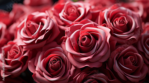  An Extreme Close-Up Capturing the Intricate Details of a Valentine s Day Bouquet of Roses  Immersing You in the Timeless Language of Love