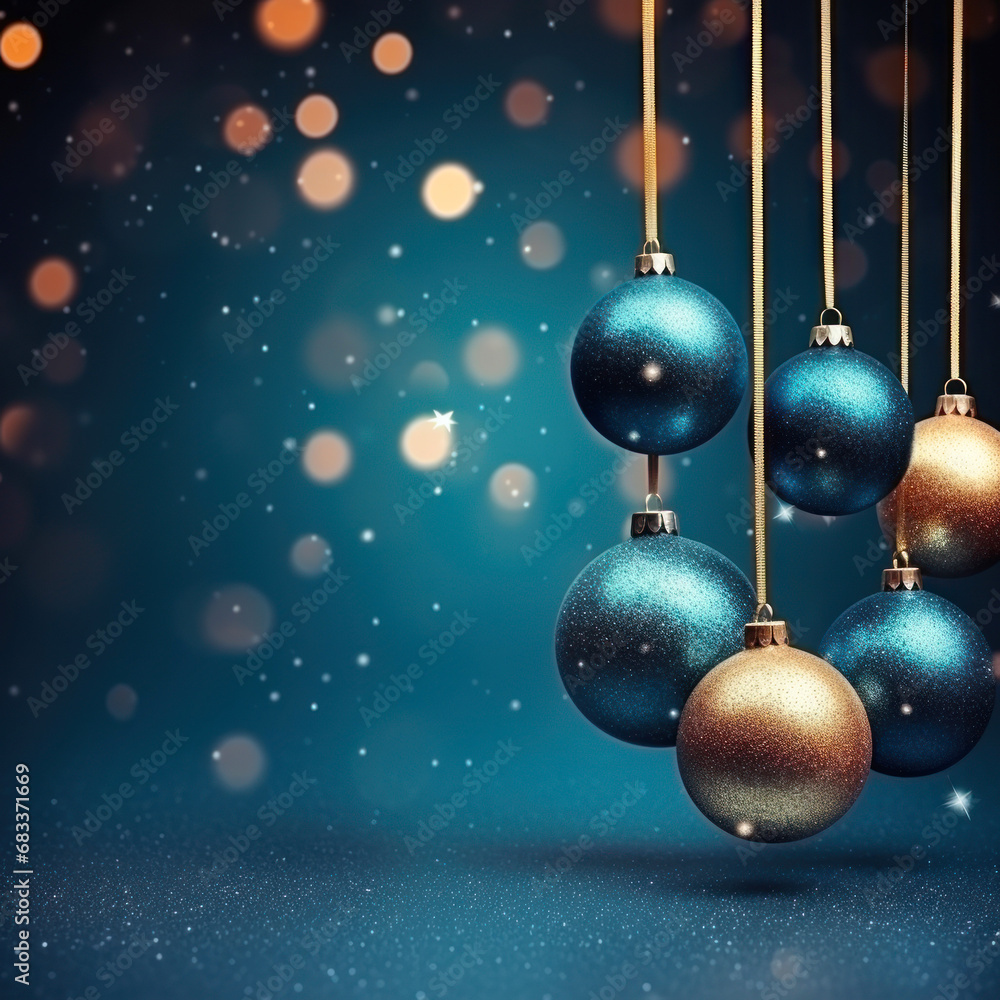 Christmas background banner with balls and snowflakes