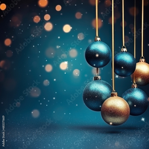 Christmas background banner with balls and snowflakes