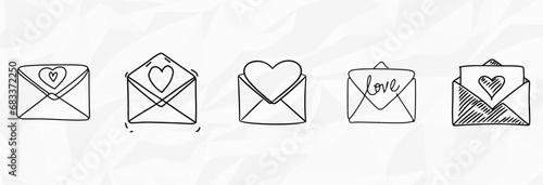 Love Letters: Bundle mit verschiedenen Lineart-Zeichnungen von Liebesbriefen