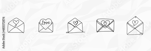 Love Letters: Bundle mit verschiedenen Lineart-Zeichnungen von Liebesbriefen