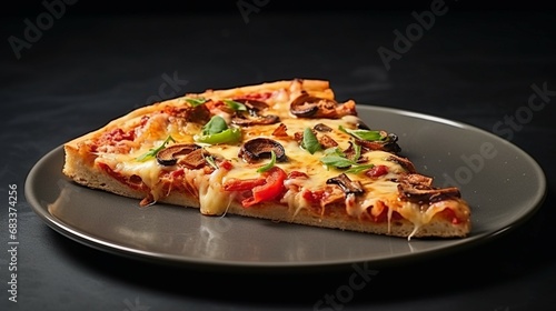 Slice of Pizza plate, Fresh Tasty Food, Cheese, tomato ketchup, mozzarella