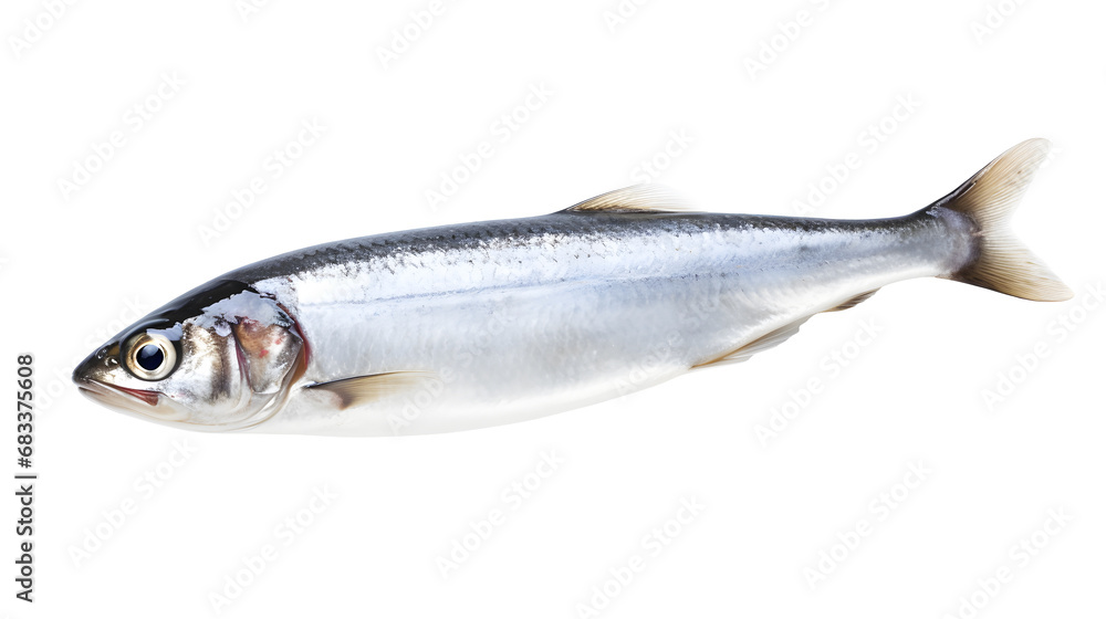 Raw fresh herring fish isolated on white background  - obrazy, fototapety, plakaty 