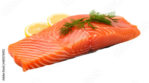 Raw steak of salmon, trout, slice of fresh raw fish isolated on transparent background