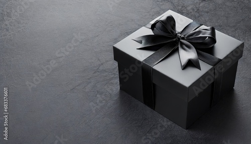 Black Friday concept. Black gift boxes on dark background. AI generated.