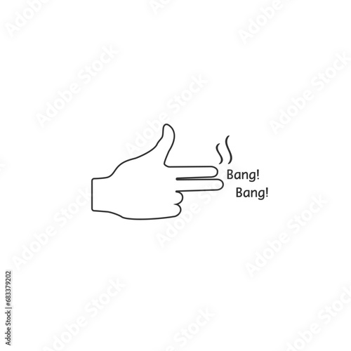 Simple finger gun thin line icon. lineart stroke style trend modern logotype graphic art design element isolated on white background. concept of silly joke or children war games