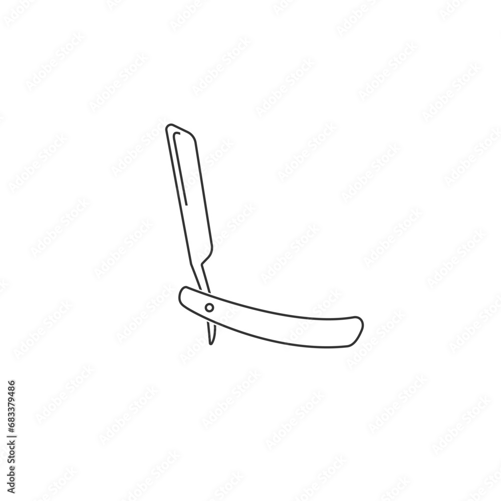Straight razor line icon. Black, minimalist icon isolated on white background. Straight razor simple silhouette. Web site page and mobile app design vector element Straight razor line icon. Black, minimalist icon isolated on white background. Straight razor simple silhouette. Web site page and mobile app design vector element