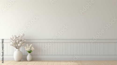 Scandinavian style illustration of an empty white room.