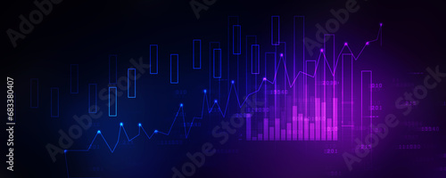 2d rendering Stock market online business concept. business Graph 