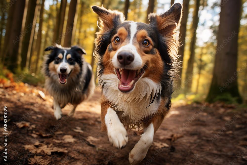 Picture of group animals walking in forest generative ai concept Picture of group animals walking in forest generative ai concept