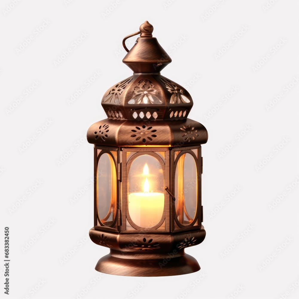Lantern with candle isolated on white background Lantern with candle isolated on white background