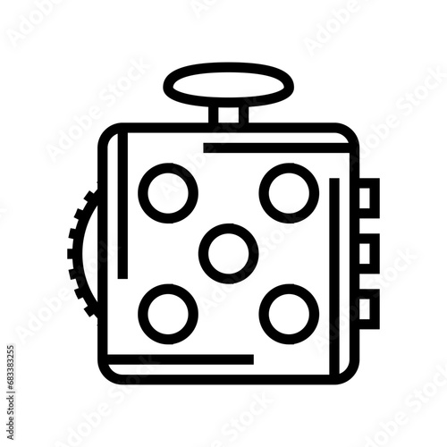 fidget cube toy line icon vector. fidget cube toy sign. isolated contour symbol black illustration