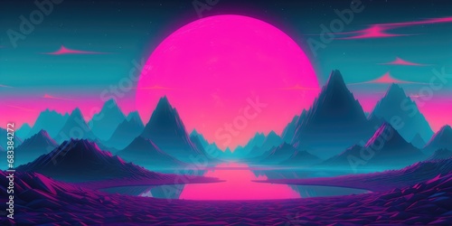 80s style background  blue and pink neon colors