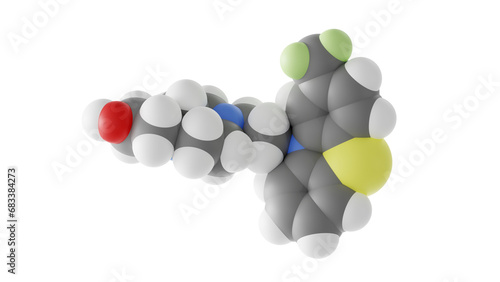 fluphenazine molecule, antipsychotic medication, molecular structure, isolated 3d model van der Waals